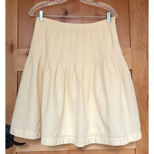 Mark Shale 100% Wool Butter Yellow Pleated Mini Skirt MEDIUM Tennis Academia M